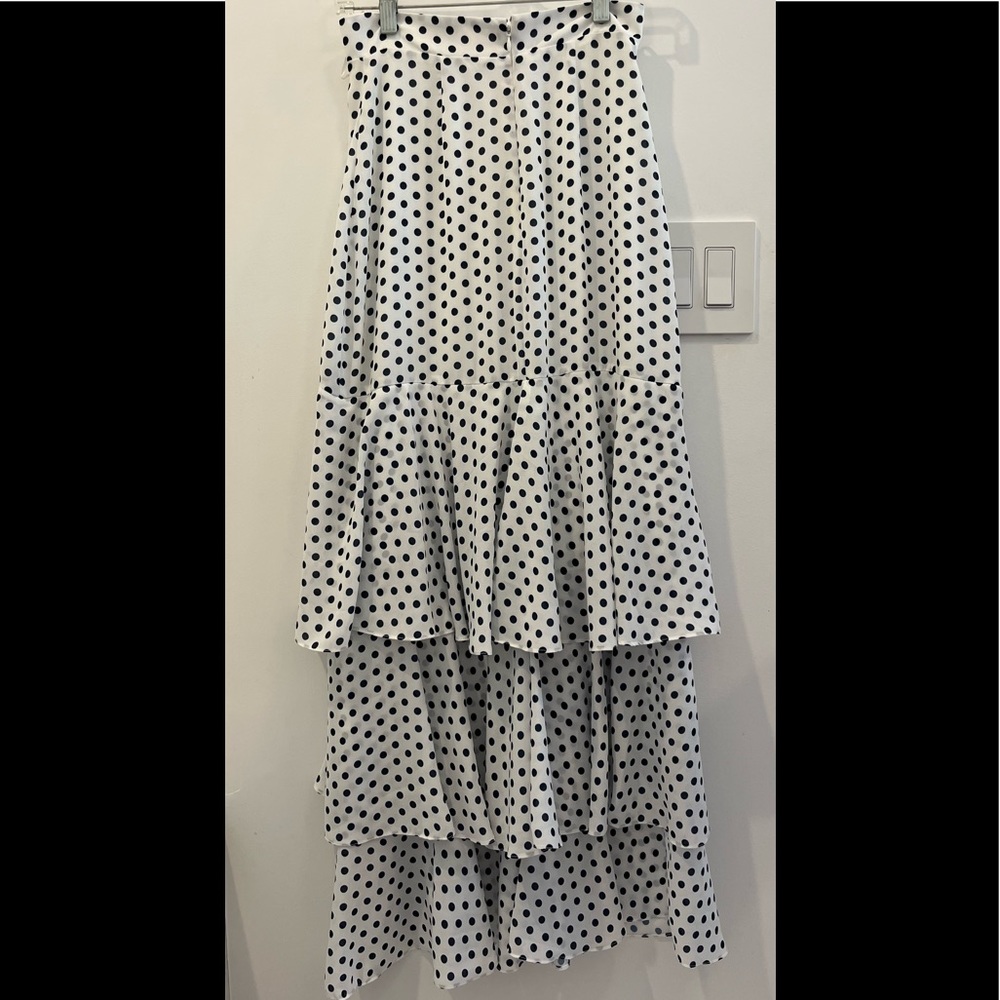 Navy blue and white polkadot layered skirt